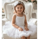 Φόρεμα για κορίτσι White rosette με κορδέλα σετ
