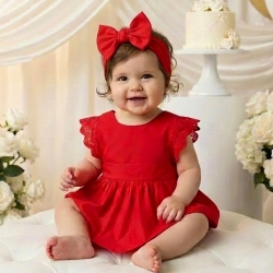 Βρεφικό φορμάκι φορεματάκι Red με κορδέλα