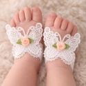 σανδαλια White butterfly peach rose με κορδελα