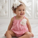 Χειροποίητο βρεφικό φορμάκι Baby pink με κορδέλα