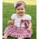 Φόρεμα για κορίτσι Vintage με δαντέλα Cream with Dusty pink