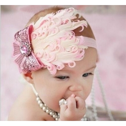 κορδελα "Baby pink &bow Feather"