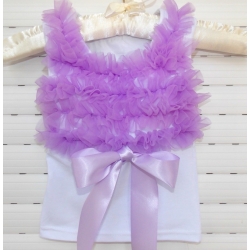 white with purple chiffon ruffles