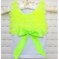 white with lime chiffon ruffles