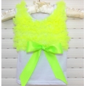 white with lime chiffon ruffles