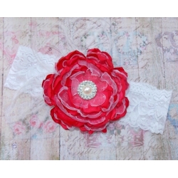 κορδελα "Coral red" vintage flower