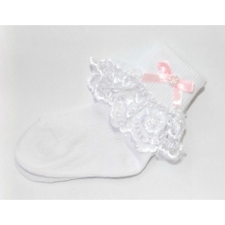 Καλτσάκια "lace & pink bow"