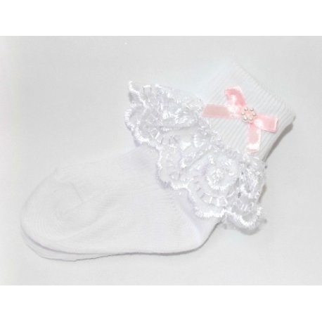 Καλτσάκια "lace & pink bow"